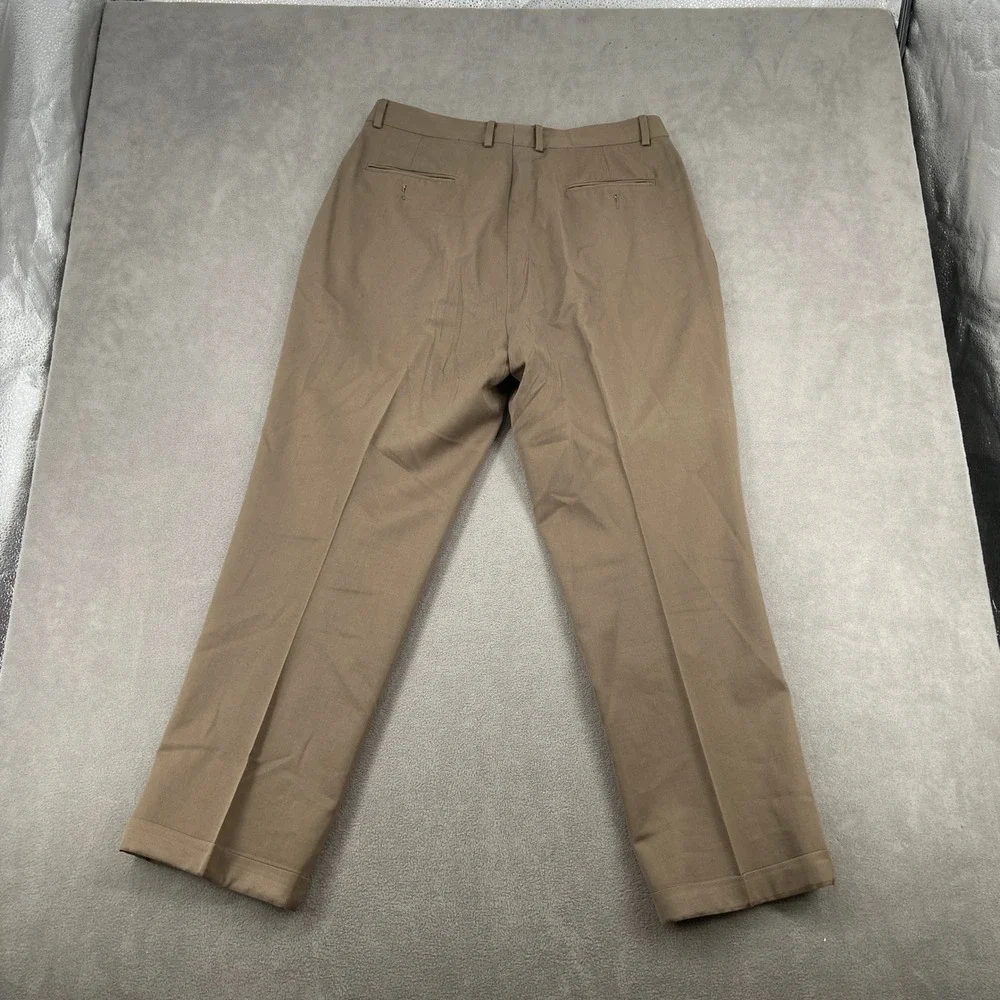 Gary Peters Mens 38 Brown Pure New Wool Pleated Cuffed‎ Dress Pants Trousers